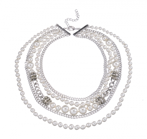 Multi chain Pearl Statement Necklace