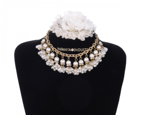 Bridesmaid jewelry Women's White Pearl Statement Necklace