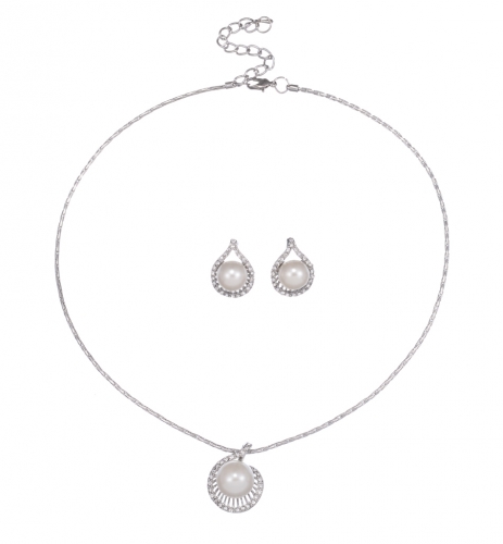 Bridal Fashion Jewelry Sets For Women Cubic Zirconia Pendant & Stud Earrings Set