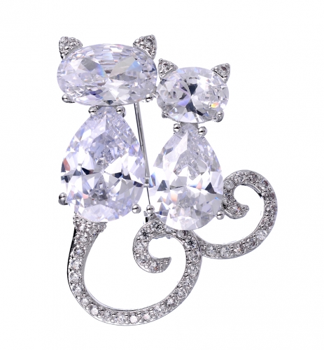 Cute Cat Cubic Zircon Brooch Pet Jewelry