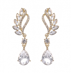 Gold Crystal Statement Vintage Wedding Earrings