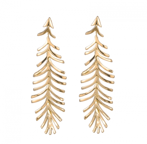 Women's Gold Fishbone Earrings