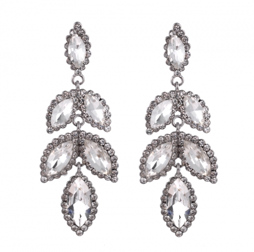 Pave Navette Crystals Drop Earrings