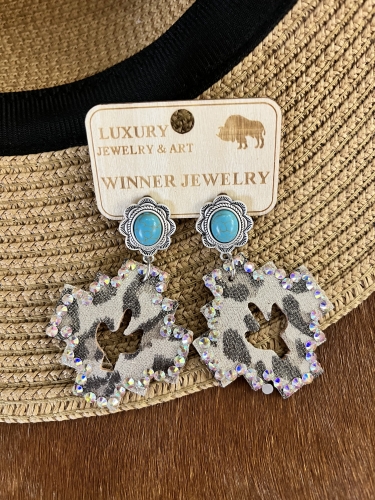 Handcrafted Leather Concho Earrings in Navajo