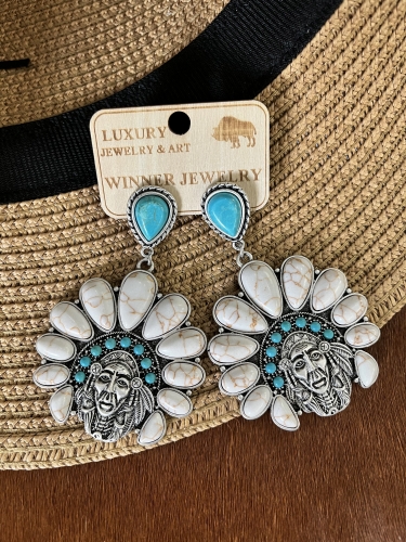 Concho Indian Head Buffalo Nickel Earrings